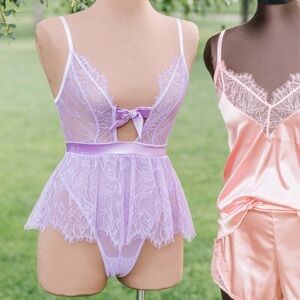 Eyelash Lace Crotchless Teddy